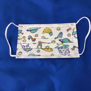 Children Cartoons Face Masks- (White/ in space)